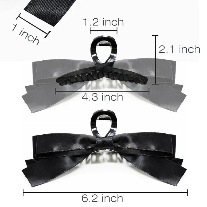 Elegant Satin Bow Hair Claw Clips