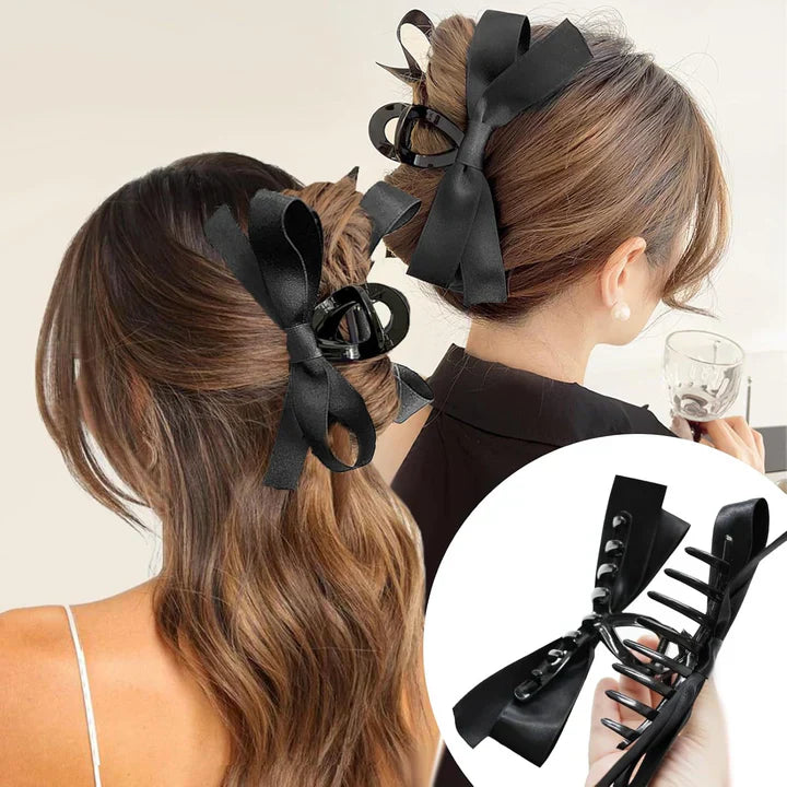 Elegant Satin Bow Hair Claw Clips
