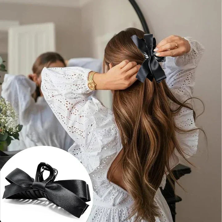 Elegant Satin Bow Hair Claw Clips