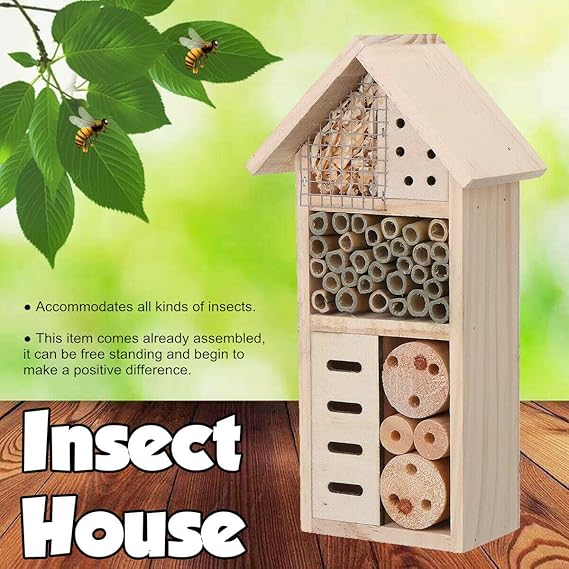 Wooden Insect Habitat - Bee and Bug-Friendly Shelter for Garden and Patio