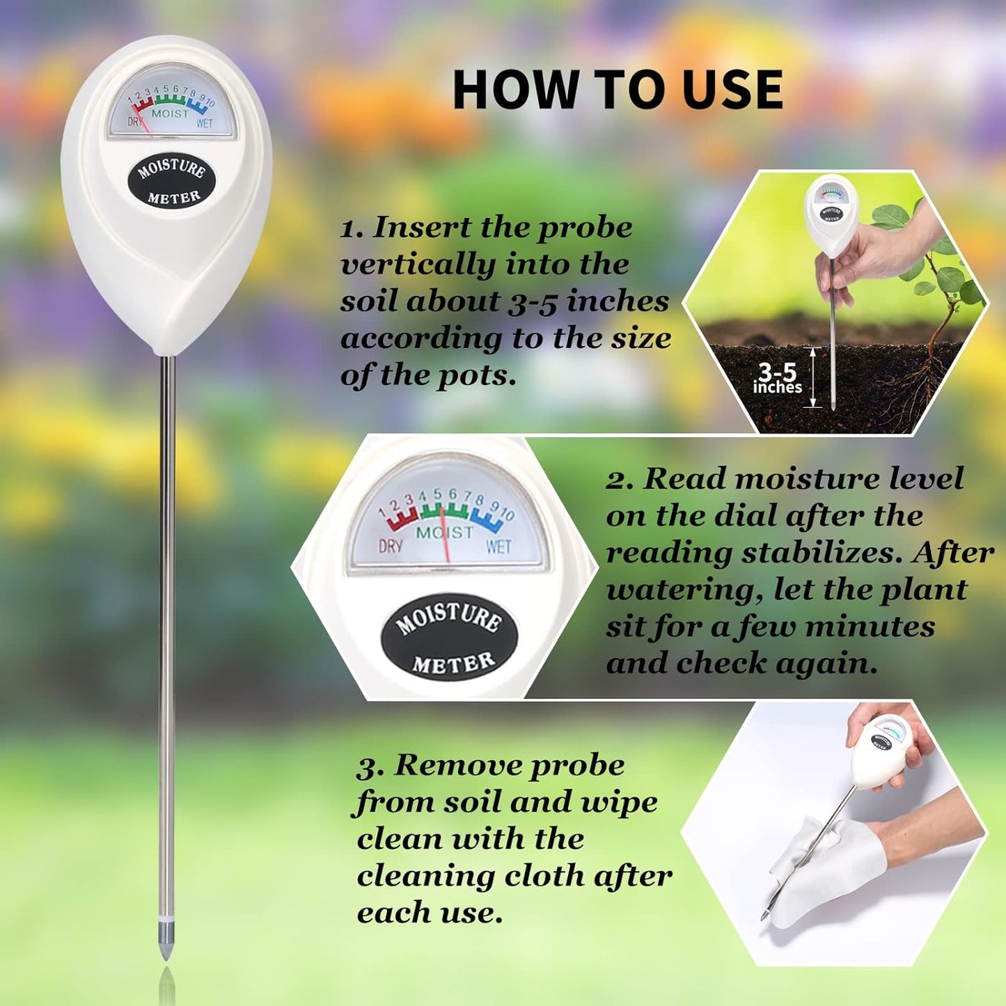 Digital Soil Moisture Meter – Accurate Water Level Tester for Plant Care and Gardening