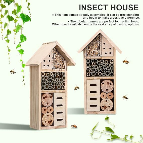 Wooden Insect Habitat - Bee and Bug-Friendly Shelter for Garden and Patio
