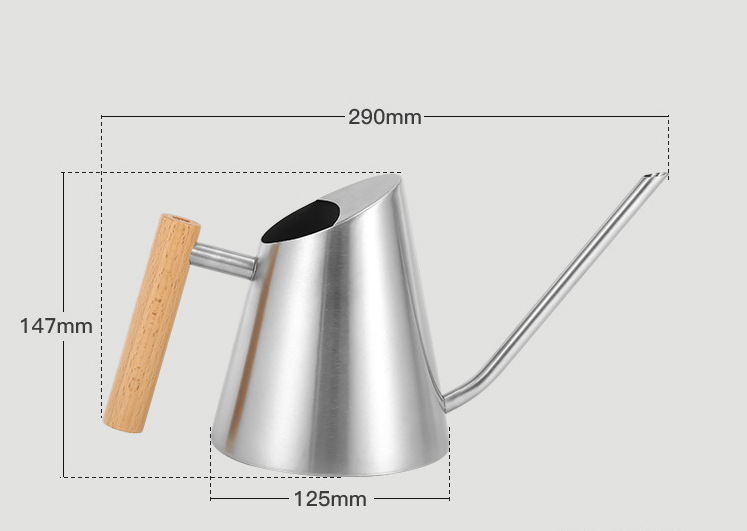 Contemporary Watering Can with Wooden Handle - Elegant Plant Watering Tool for the Garden