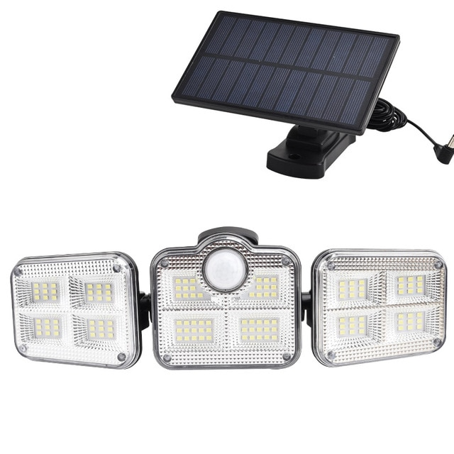 LED Solar Floodlight with Motion Sensor – 3-Spot Outdoor Lighting for Garden, Yard, and Garage
