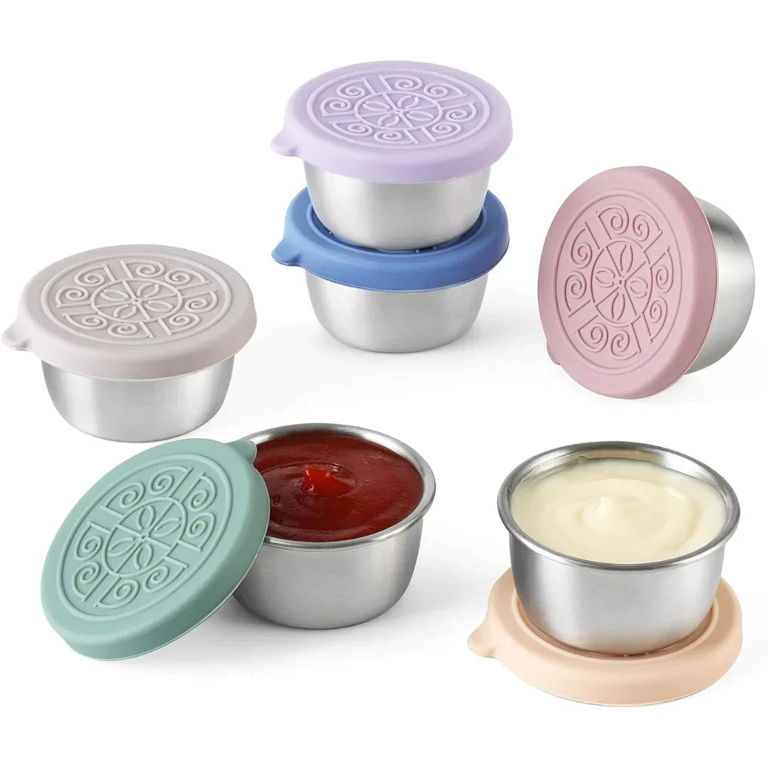 Airtight Stainless Steel Sauce Jars (Set of 6)