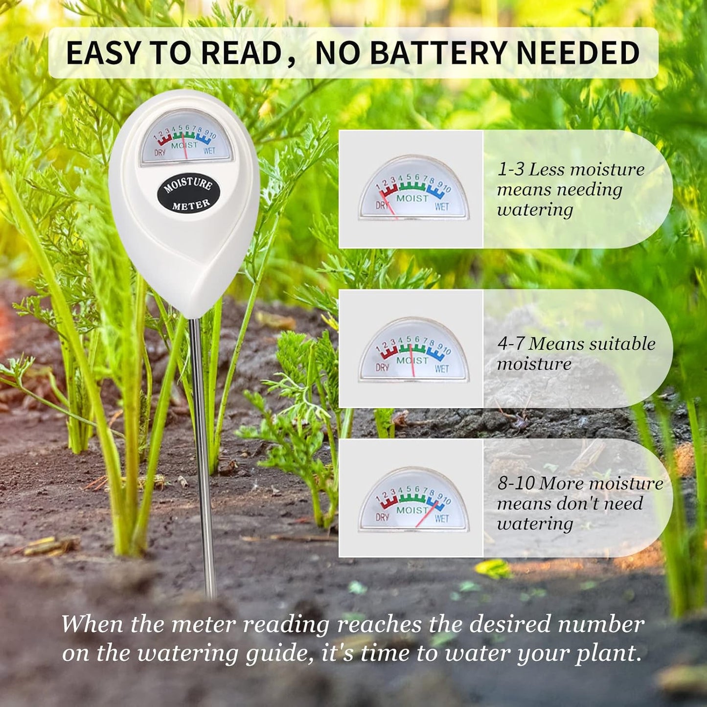 Digital Soil Moisture Meter – Accurate Water Level Tester for Plant Care and Gardening