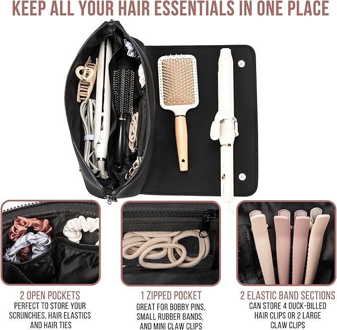Travel-Friendly 2-in-1 Hair Tool Storage Bag & Heat-Resistant Mat
