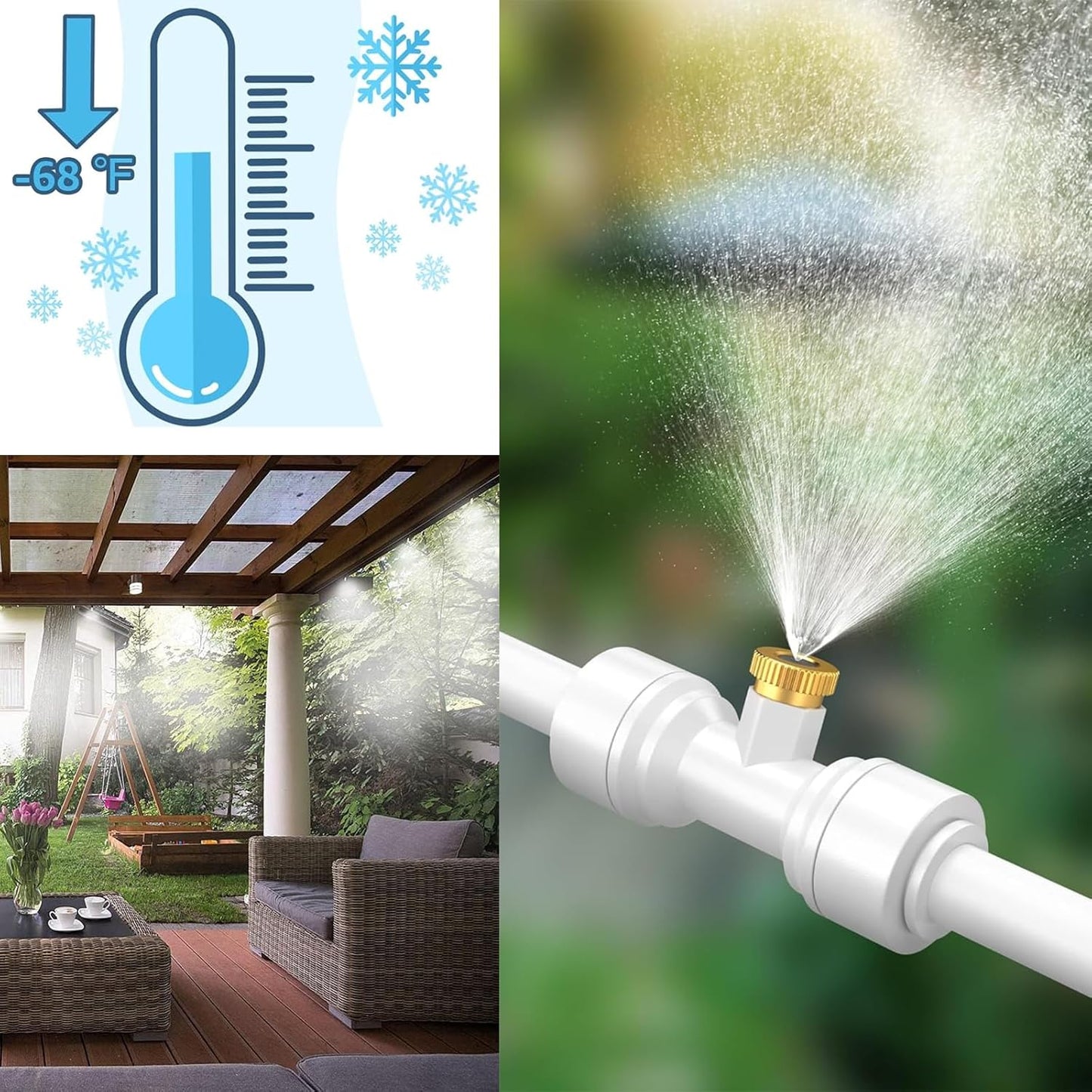 Cooling Misting System for Patio and Garden - Spray Kit for Parasols and Pavilions