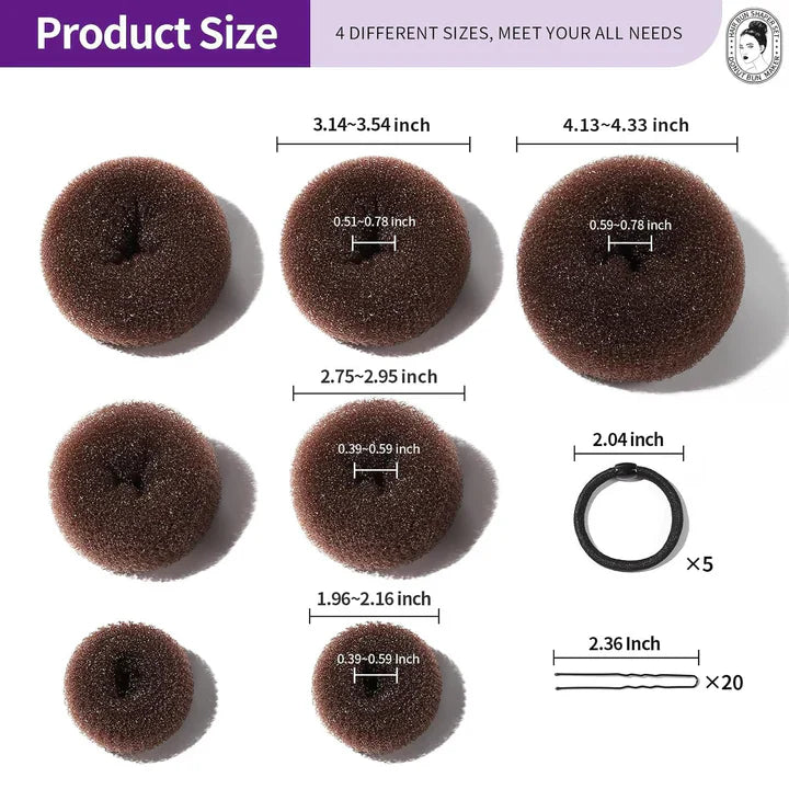 Volumizing Hair Donut Bun Maker – Set Of 7 With Accessories