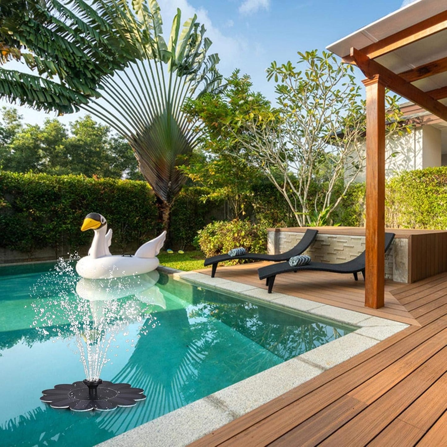 Solar-Powered Garden Fountain – Flower-Shaped Water Feature for Ponds and Pools