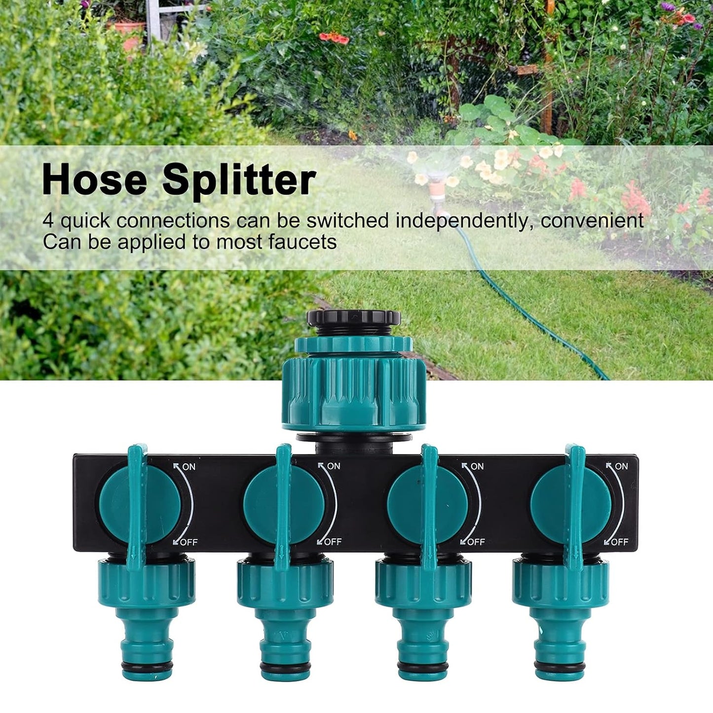 Universal 4-Way Garden Hose Splitter – Adjustable Water Tap Distributor for Multiple Hoses