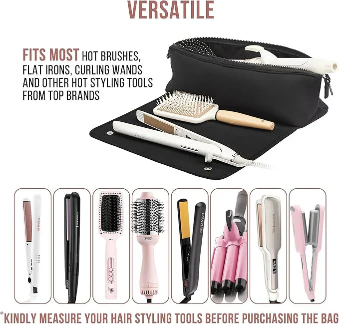 Travel-Friendly 2-in-1 Hair Tool Storage Bag & Heat-Resistant Mat