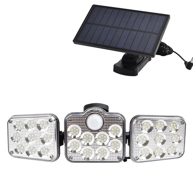 LED Solar Floodlight with Motion Sensor – 3-Spot Outdoor Lighting for Garden, Yard, and Garage