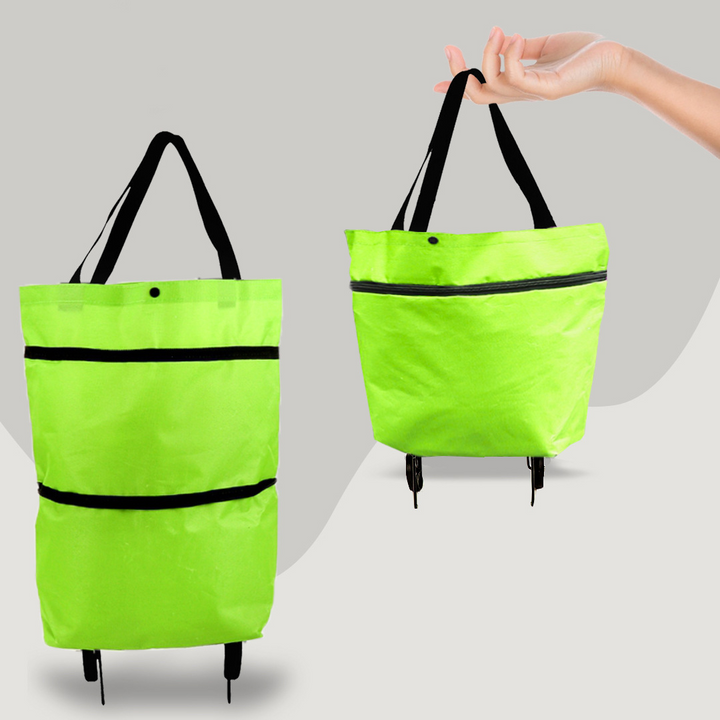 2-in-1 Foldable Shopping Bag with Wheels for Easy Carrying and Storage