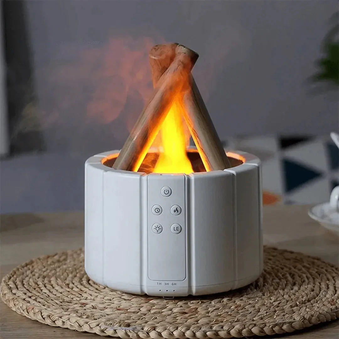 LED Flame Humidifier – Ultrasonic Diffuser with Aromatherapy and Realistic Fire Effect
