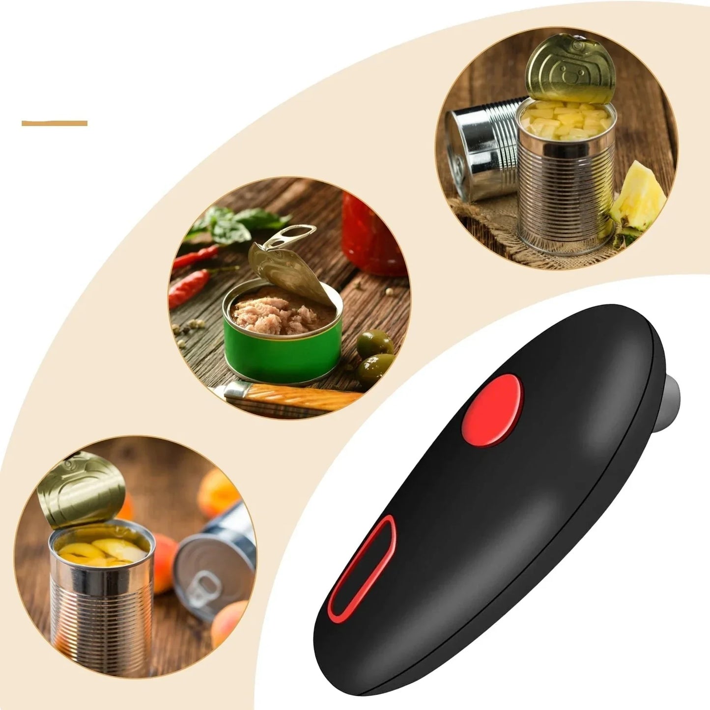 Electric Can Opener with Easy Grip Handle and One-Touch Operation