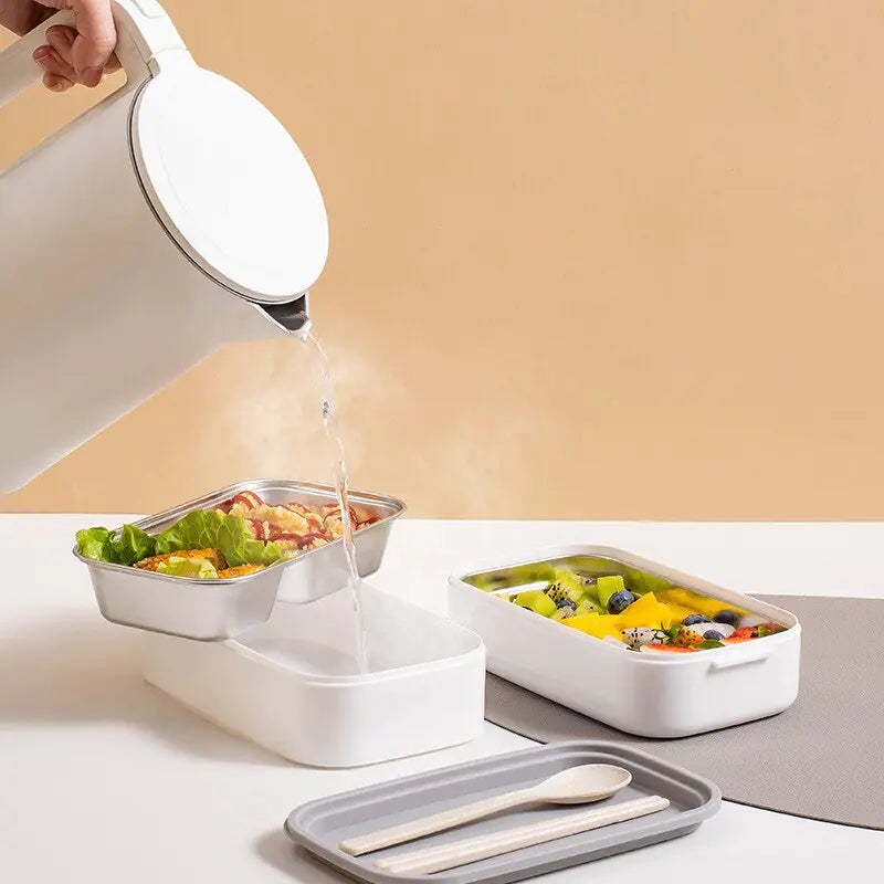 2-Layer Stainless Steel Bento Box with Airtight Lid