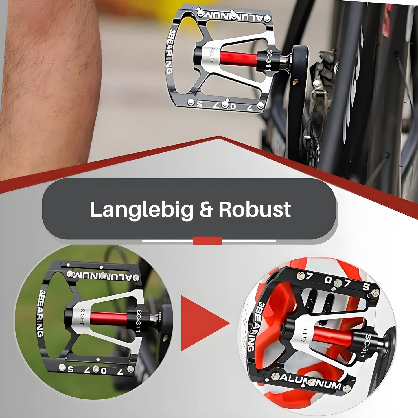 Lightweight Durable Bicycle Pedals With Non-Slip Grip – Enhanced Cycling Safety