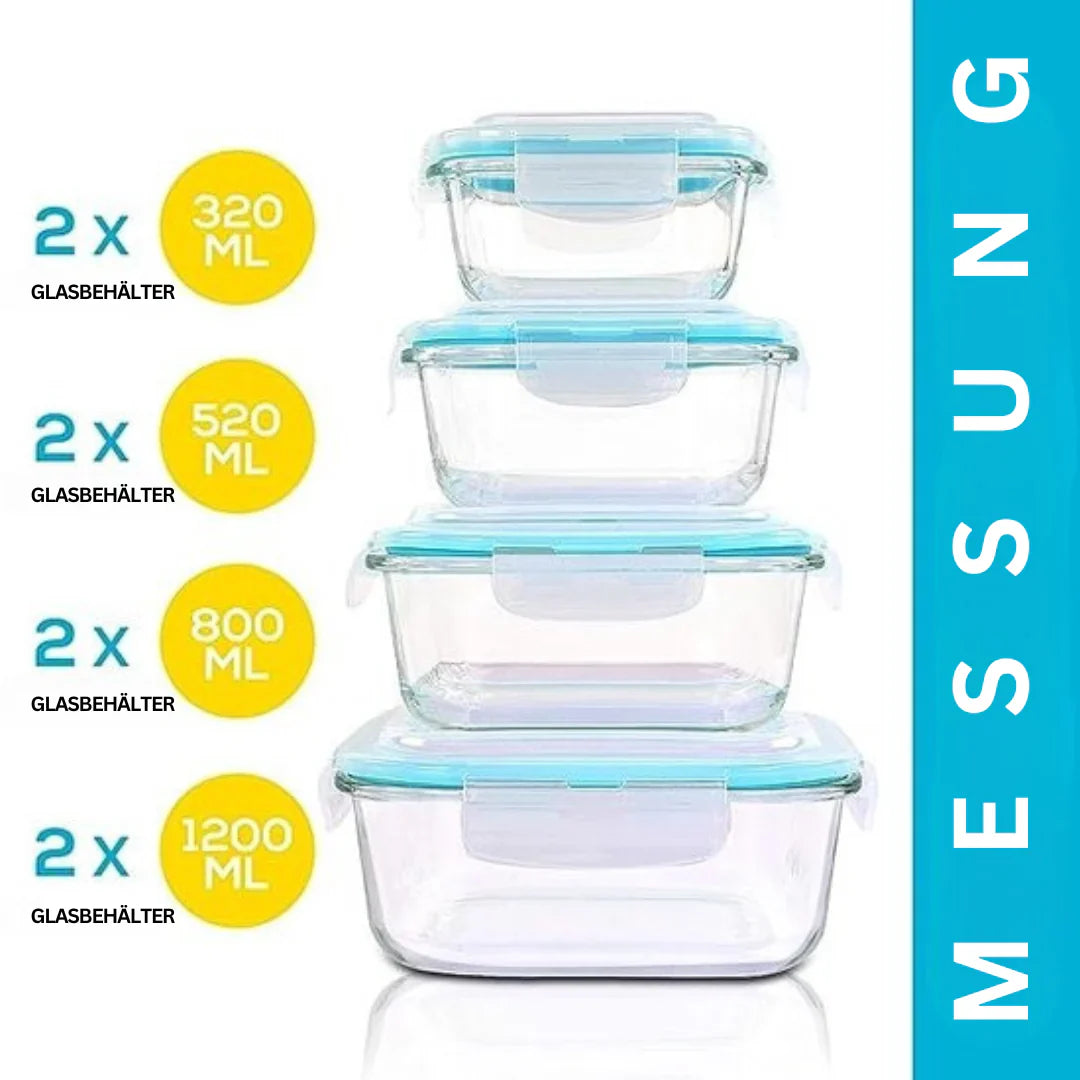 Airtight Glass Food Storage Containers Set – Lidded Meal Prep Jars for Kitchen Organization