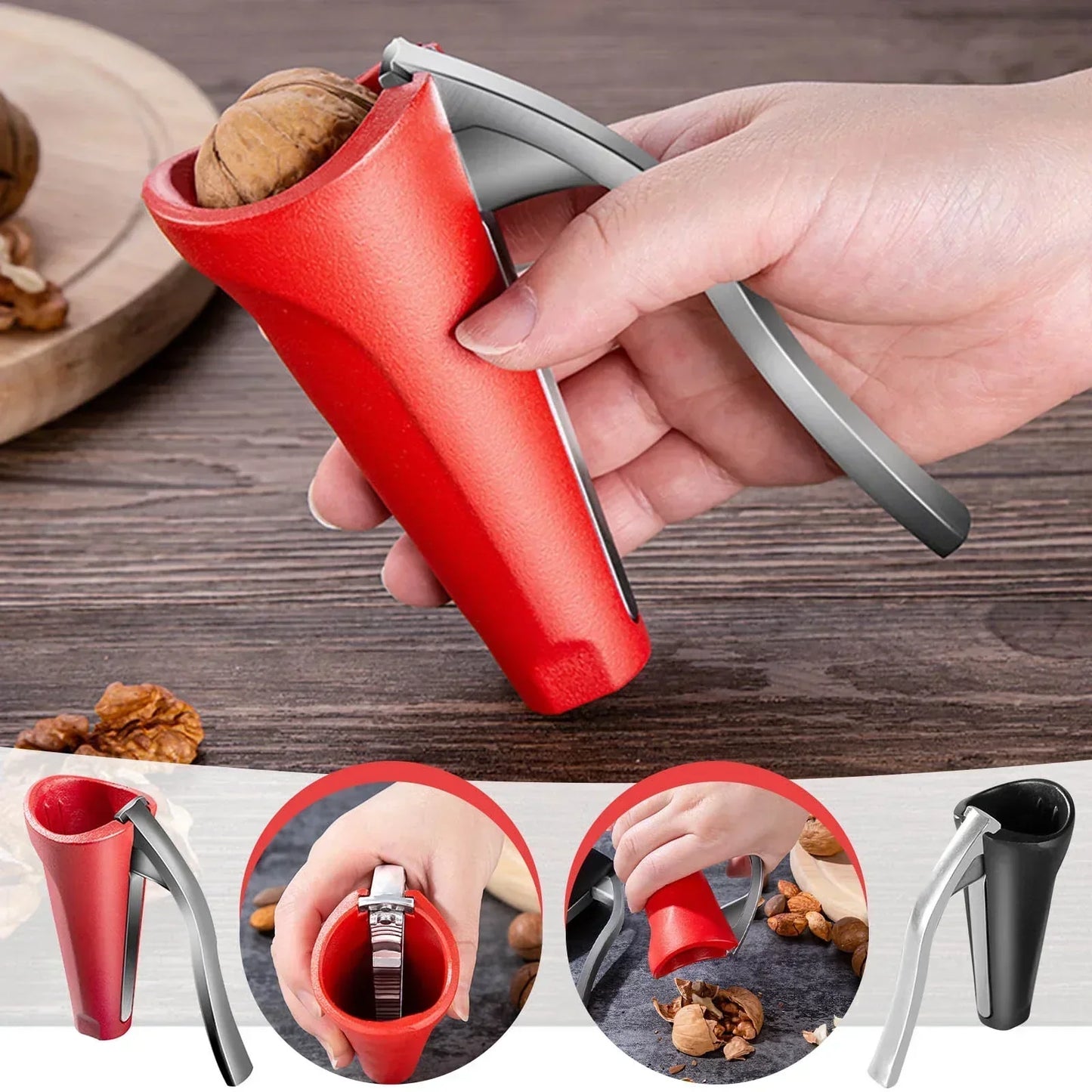 Ergonomic Nutcracker with Lever Mechanism - Robust Walnut & Hazelnut Opener