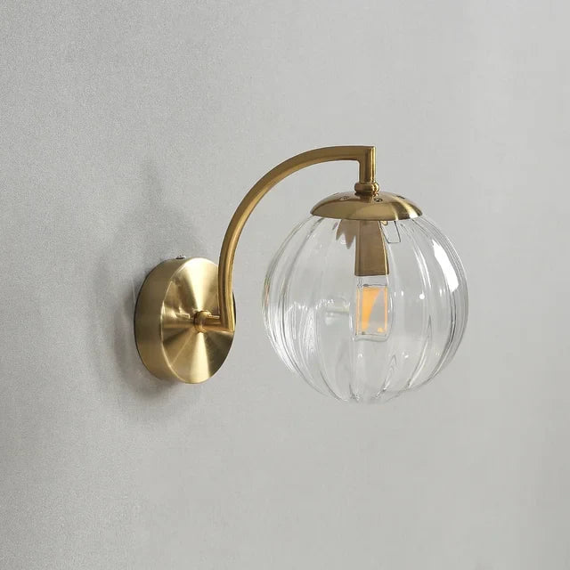 Elegant Glass Wall Light With Modern Brass Design For Home Decor