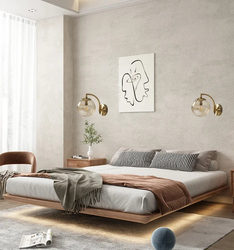Elegant Glass Wall Light With Modern Brass Design For Home Decor