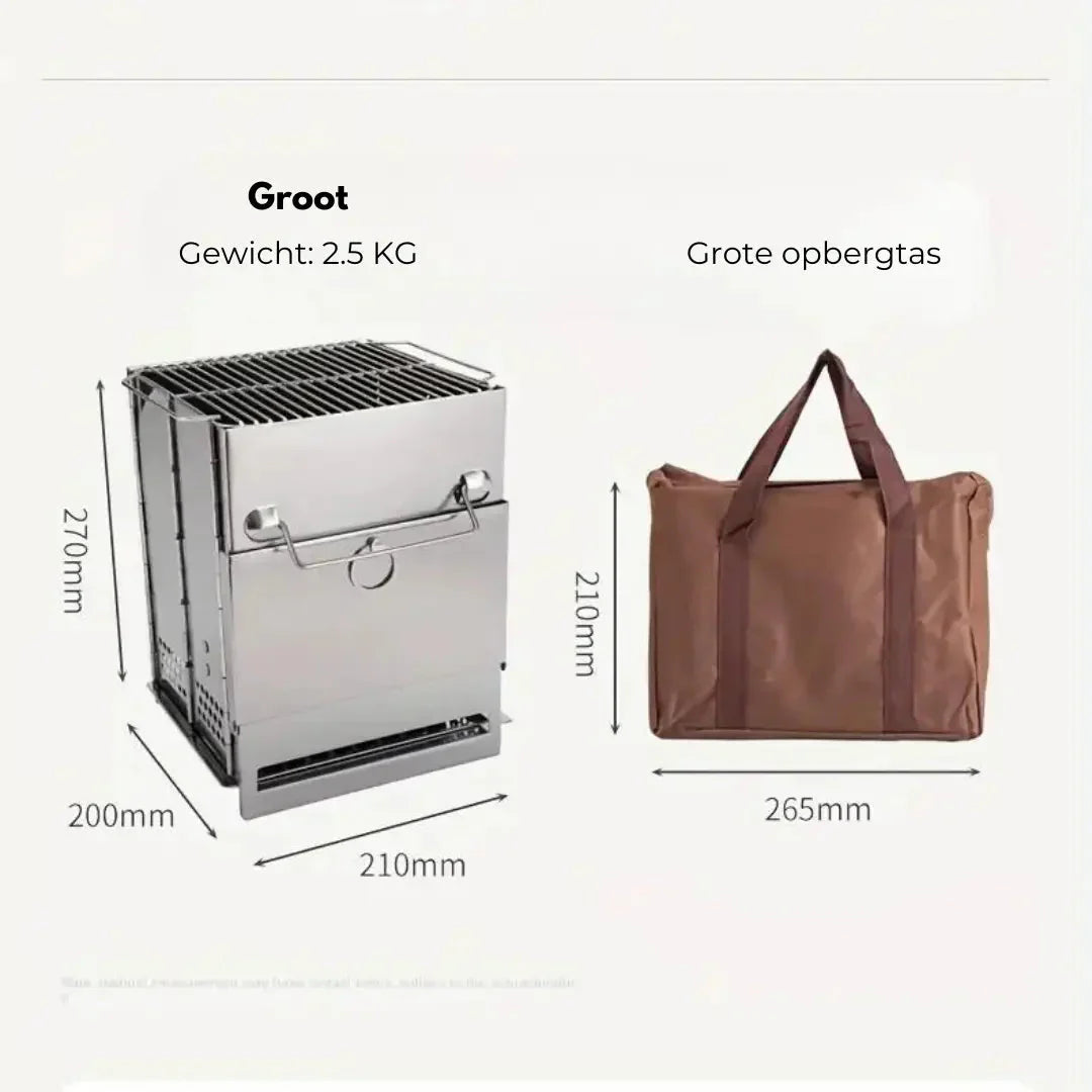 Foldable Stainless Steel Camping Stove – Portable Wood-Burning Cooker for Outdoor Cooking