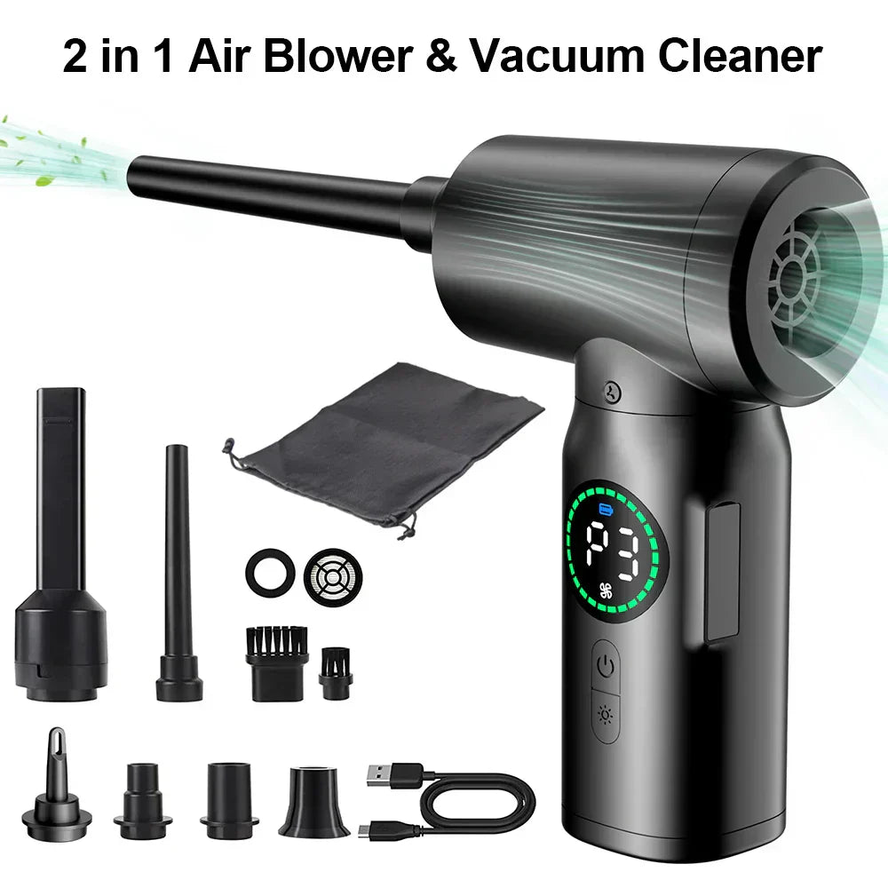 Cordless 2-in-1 Air Duster & Vacuum with LED Light (7500mAh)