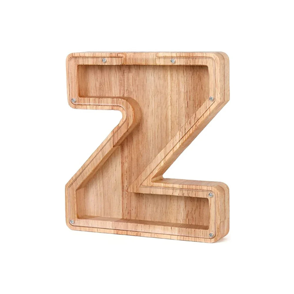 Stylish Wooden Alphabet Piggy Bank with Transparent Window for Easy Viewing