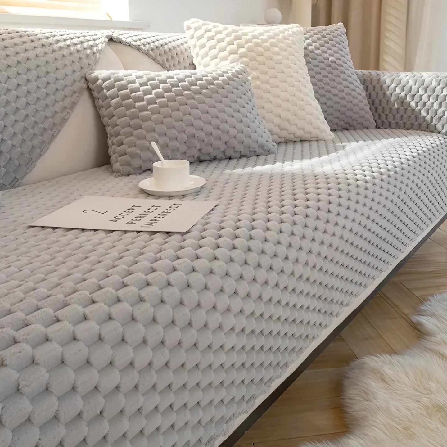 Premium Velvet Sofa Throw With Elegant Textured Pattern