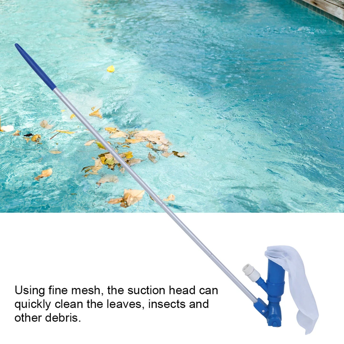 Swimming Pool Cleaning Kit with Telescoping Pole – Mesh Skimmer and Accessories for Pool Care