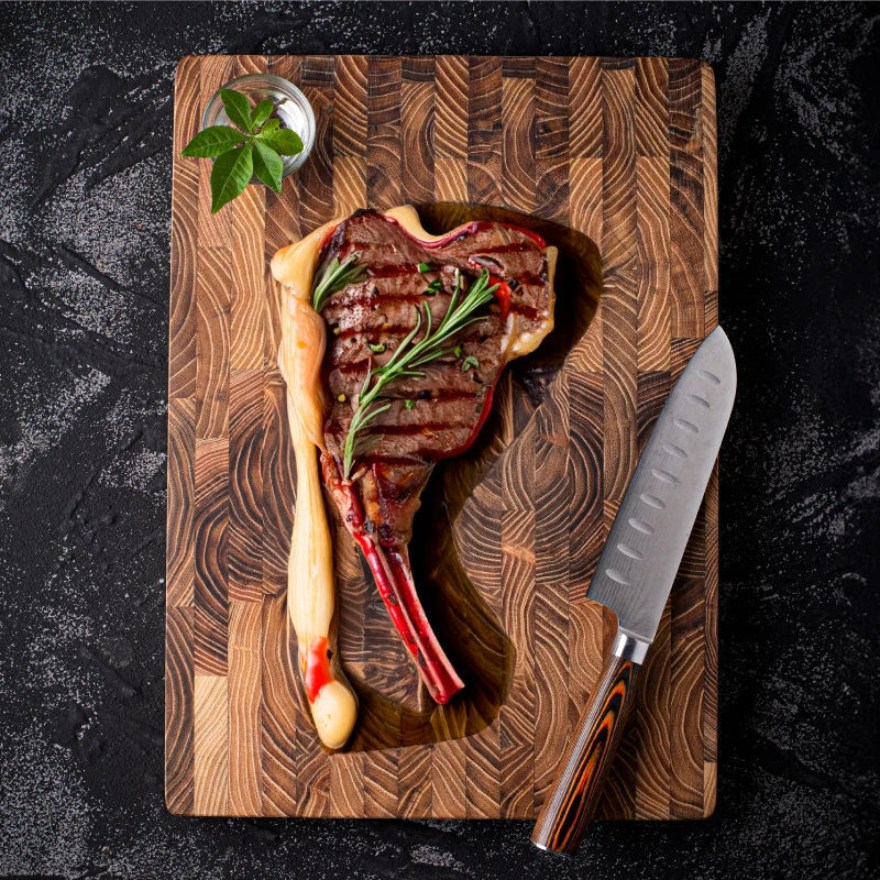 End Grain Wooden Chopping Block - Premium Quality Cutting Board for Professional and Home Chefs