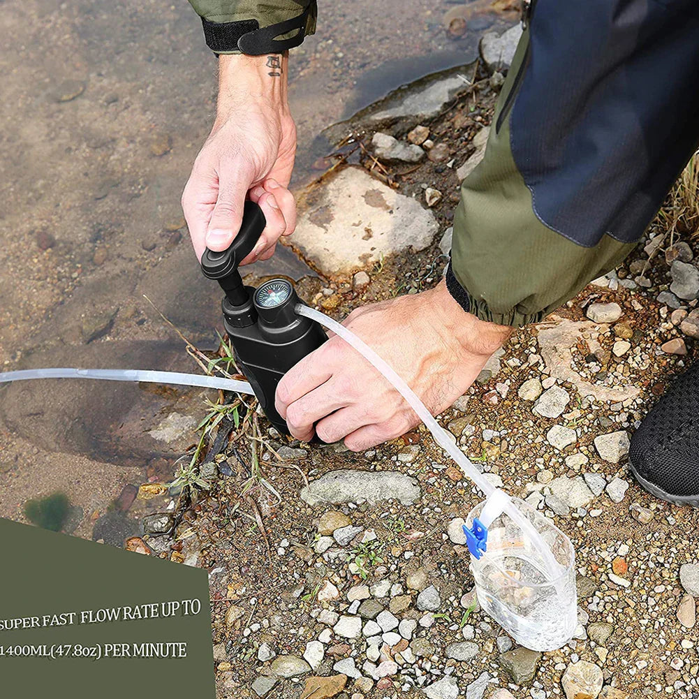 no product in factory Portable Outdoor Water Filter – Hand Pump Camping Water Purifier for Safe Drinking Water