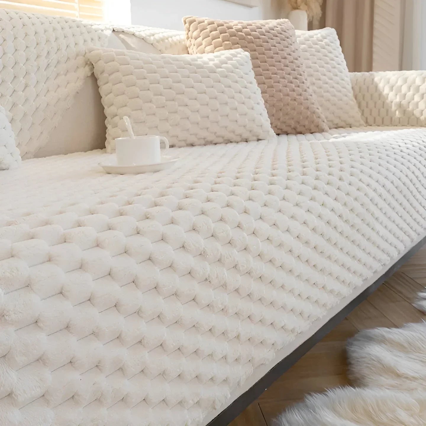 Premium Velvet Sofa Throw With Elegant Textured Pattern