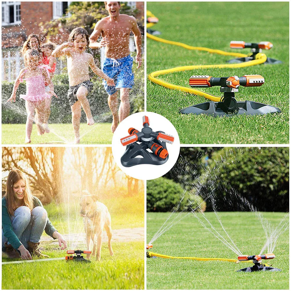 360° Rotating Garden Sprinkler – Multi-Nozzle Irrigation System for Lawns and Gardens