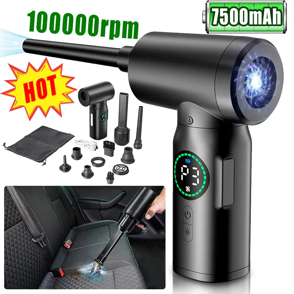 Cordless 2-in-1 Air Duster & Vacuum with LED Light (7500mAh)