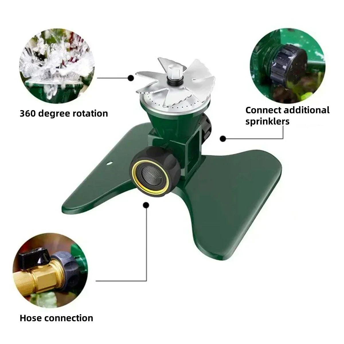 360° Rotating Metal Lawn Sprinkler – Automatic Garden Irrigation System for Even Watering