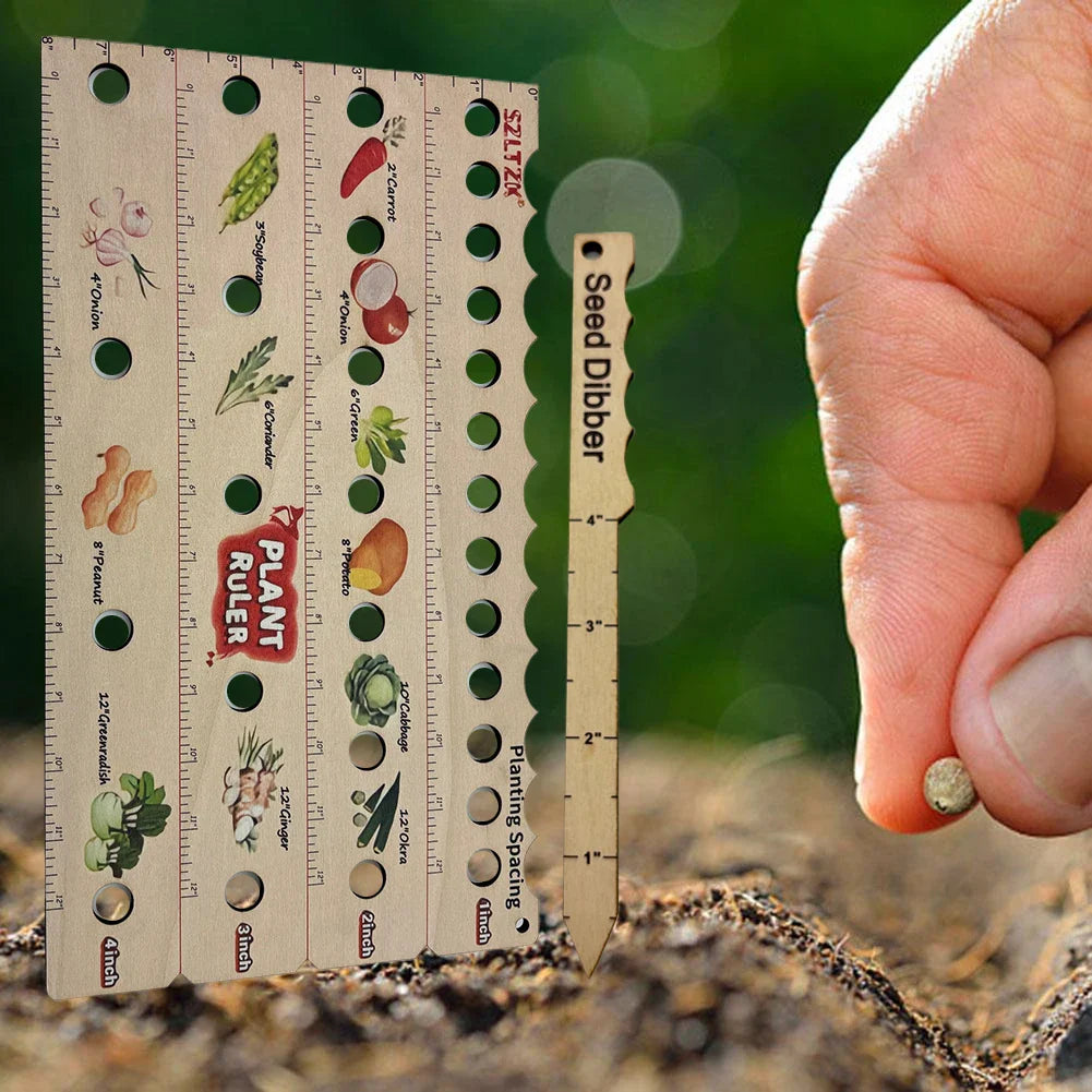 Garden Planting Guide Ruler – Wooden Seed Depth & Spacing Tool for Accurate Planting