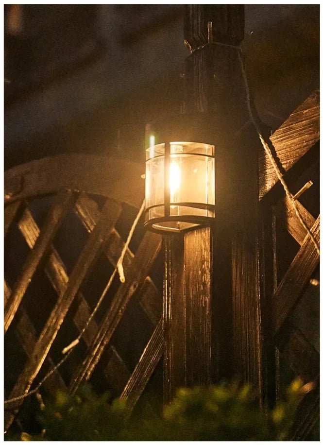 Weatherproof LED Outdoor Wall Light – Glass and Grille Design for Patio & Balcony