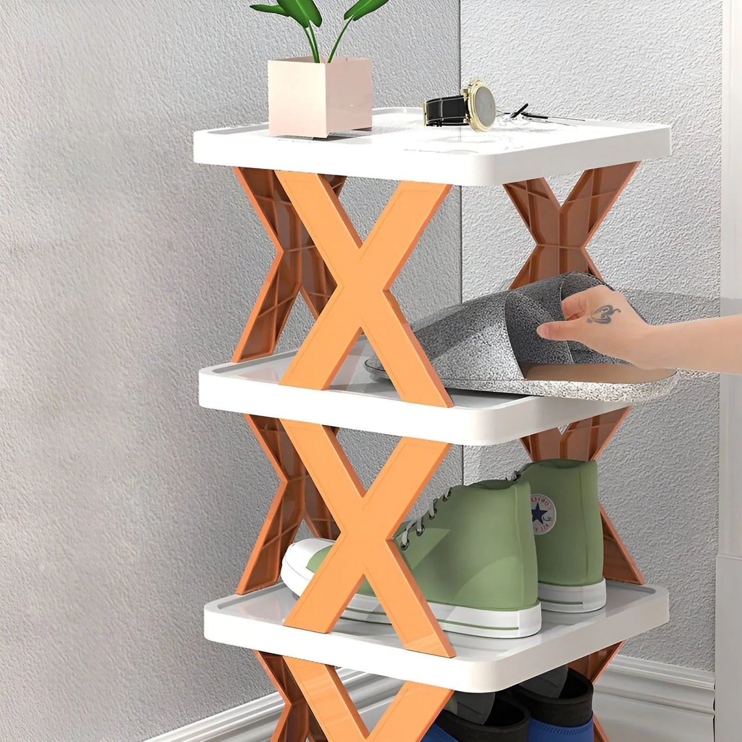 Space-Saving Multifunctional Foldable Shoe Rack