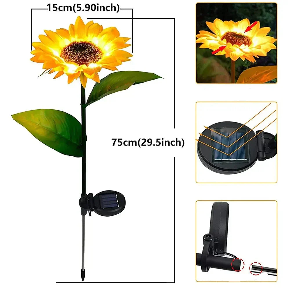 Waterproof Solar Sunflower Garden Light – Outdoor Patio Decoration with LED