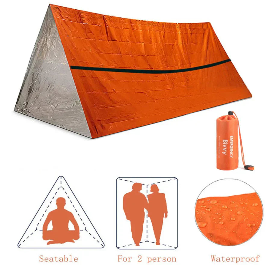 2-Person Emergency Survival Tent with Thermal Insulation for Camping and Hiking
