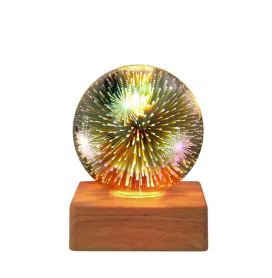 3D Firework Lighted Crystal Sphere