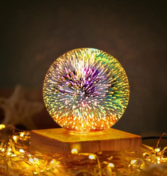 3D Firework Lighted Crystal Sphere