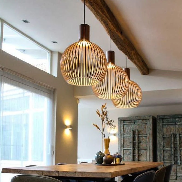 Handcrafted Wood Pendant Lamp