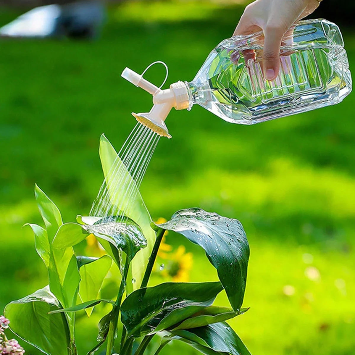 2-in-1 Double-Cap Spray Nozzle Bottle – Compact Mini Irrigation Spray Head for Garden Use
