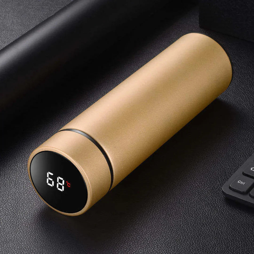 Stainless Steel Insulated Flask with Digital Temperature Display - Thermo Mug for Hot and Cold Beverages