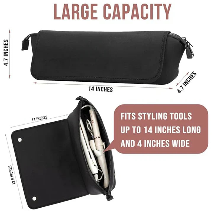 Travel-Friendly 2-in-1 Hair Tool Storage Bag & Heat-Resistant Mat