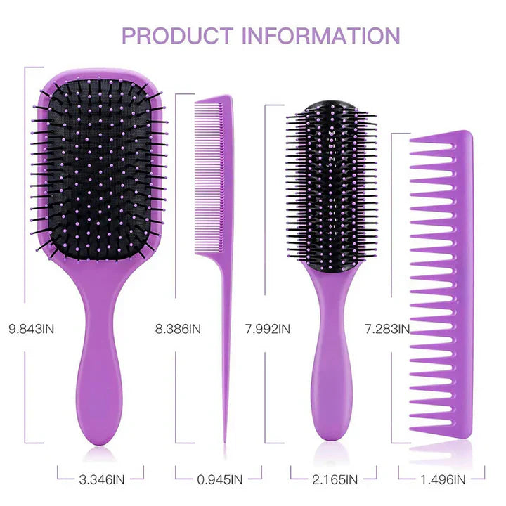 4-Piece Hair Detangler Brush Set