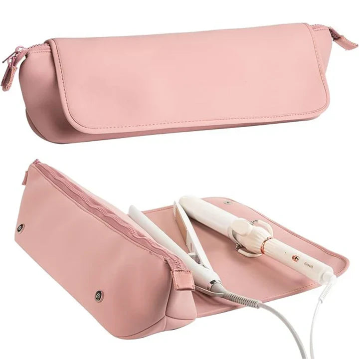 Travel-Friendly 2-in-1 Hair Tool Storage Bag & Heat-Resistant Mat
